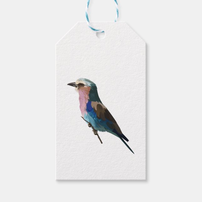 Étiquettes-cadeau Lilac a pansé Roller oiseau. Elément de conception (Devant)