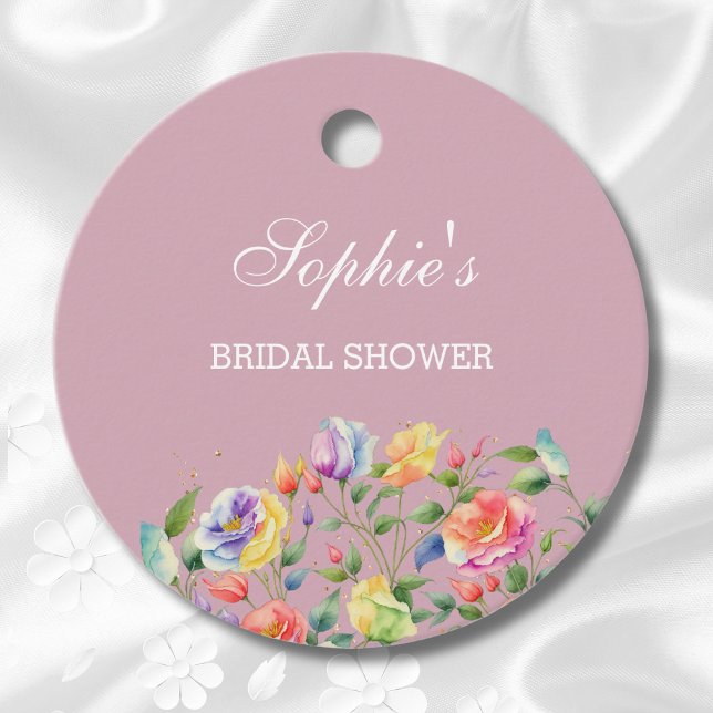 Étiquettes Cadeau Lilac Floral Pêche Roses roses rose Fête des marié (Créateur téléchargé)