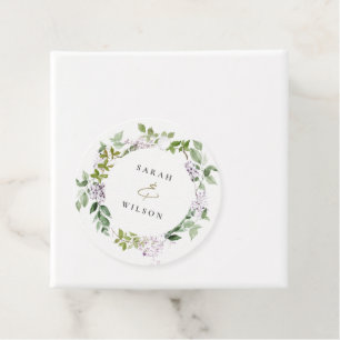 Étiquettes Cadeau Lilac Floral Wreath Cottage Jardin Mariage