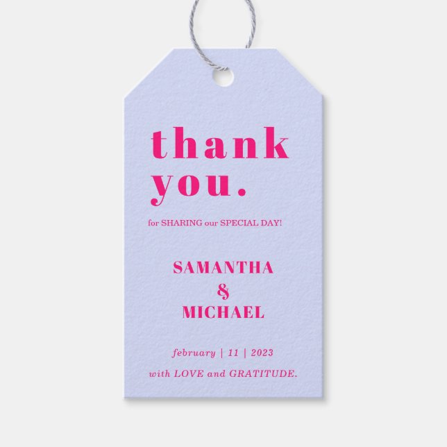 Étiquettes-cadeau Lilac Pink Simple Classic Wedding Thank You (Devant)