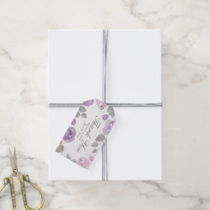 Étiquettes-cadeau Lilac Purple Aquarelle Rose Merci Tags cadeaux