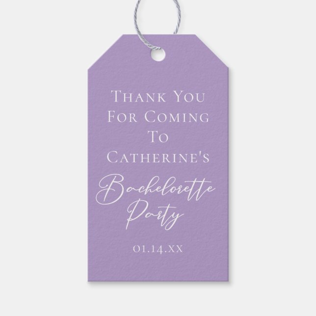 Étiquettes-cadeau Lilac Purple Bachelorette Party Personalized (Devant)