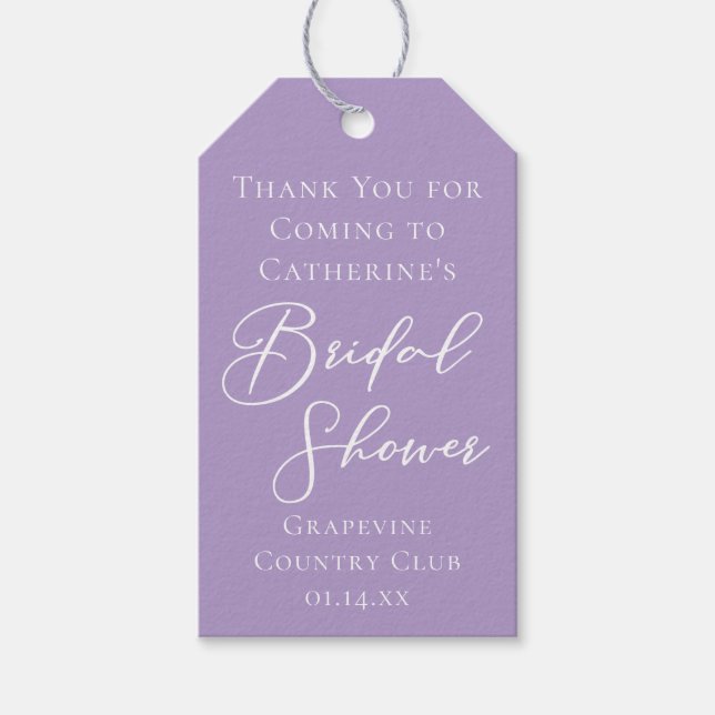 Étiquettes-cadeau Lilac Purple Bridal Shower Party Personalized (Devant)
