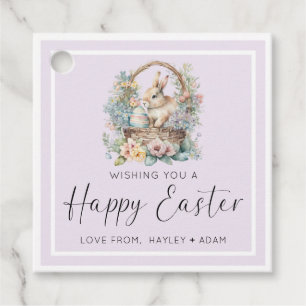 Étiquettes Cadeau Lilac Purple Joyeux Lapin de Pâques