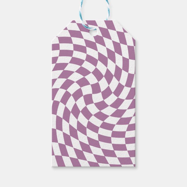 Étiquettes-cadeau Lilac Purple Mariage Collection Vérifier À damiers (Devant)