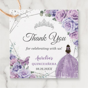 Étiquettes Cadeau Lilas Violet Lavande Floral Quinceañera Princesse
