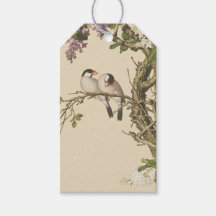 Lilas violets et blancs avec oiseau, antique chino
