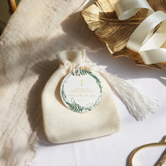 Étiquettes Cadeau Lily de la Vallée | Baptême d'or floral (Créateur téléchargé)