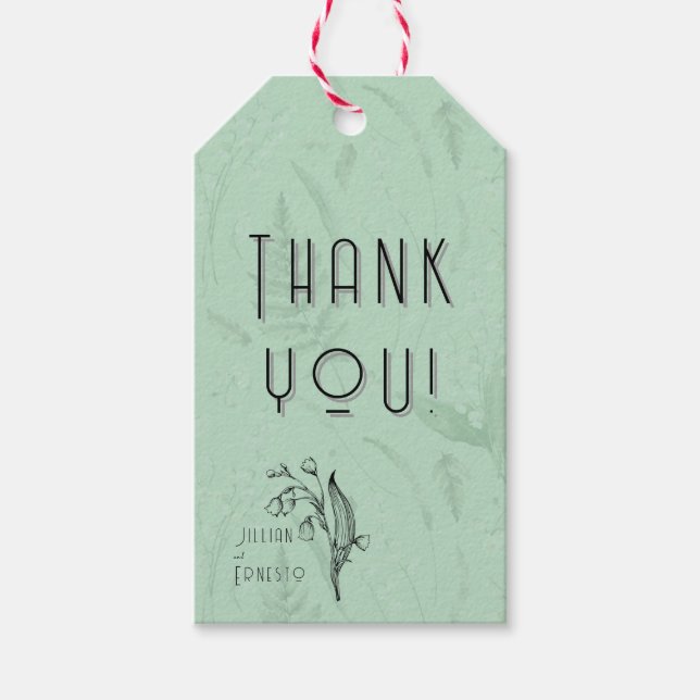 Étiquettes-cadeau Lily de Valley || Merci vert doux avec/ graphiques (Devant)