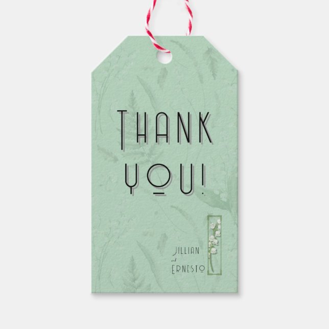 Étiquettes-cadeau Lily de Valley || Merci vert doux avec/ graphiques (Devant)