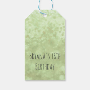 Étiquettes-cadeau Lime Green Sparkle Glam fête d'anniversaire Favori