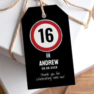 Étiquettes-cadeau Limite de vitesse 16e anniversaire 