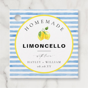 Étiquettes Cadeau Limoncello de bande d'aquarelle bleue