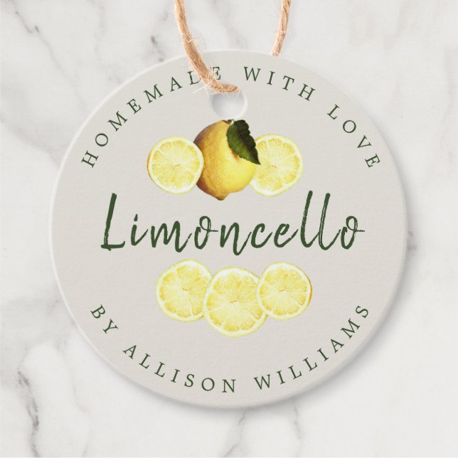 Étiquettes Cadeau Limoncello fait maison sur mesure gris clair (Devant)