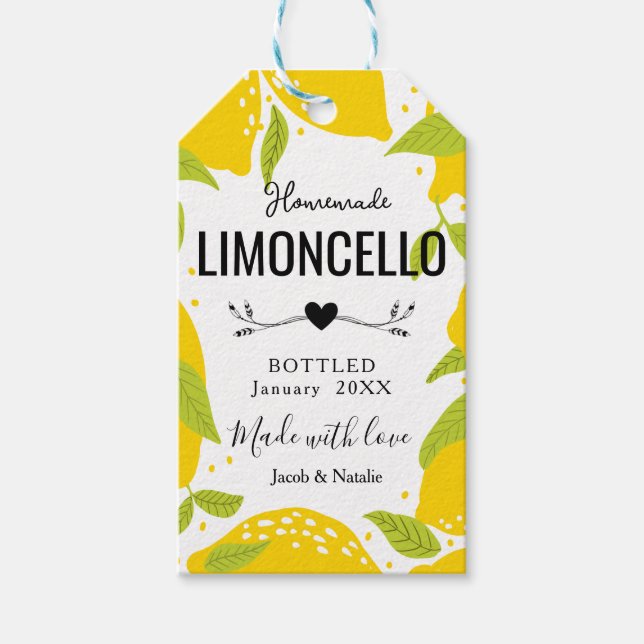 Étiquettes-cadeau Limoncello fait maison sur mesure mariage faveur l (Devant)