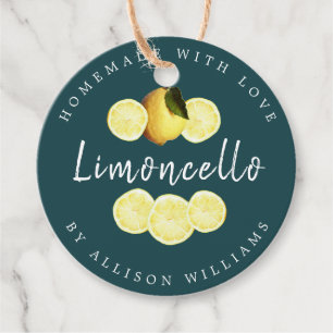 Étiquettes Cadeau Limoncello fait maison sur mesure Turquoise profon
