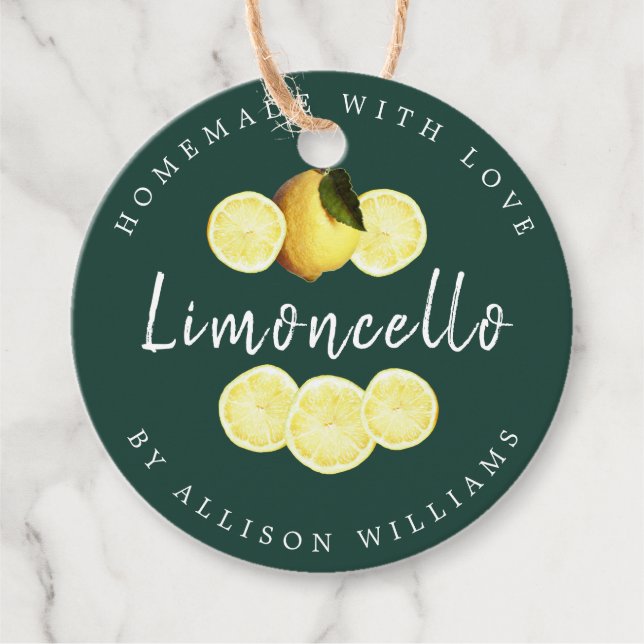 Étiquettes Cadeau Limoncello Foncé Vert sur mesure (Devant)