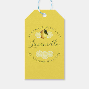 Étiquettes-cadeau Limoncello jaune fait maison personnalisé