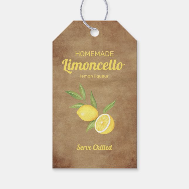 Étiquettes-cadeau Limoncello Lemon Liqueur rustique fait maison (Devant)