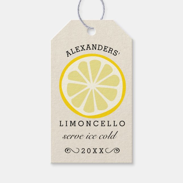 Étiquettes-cadeau Limoncello Lemon Slice fait maison (Devant)