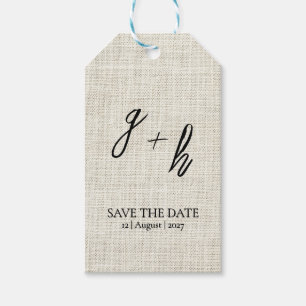 Étiquettes-cadeau Linge blanc minimaliste Vintage Date de sauvegarde