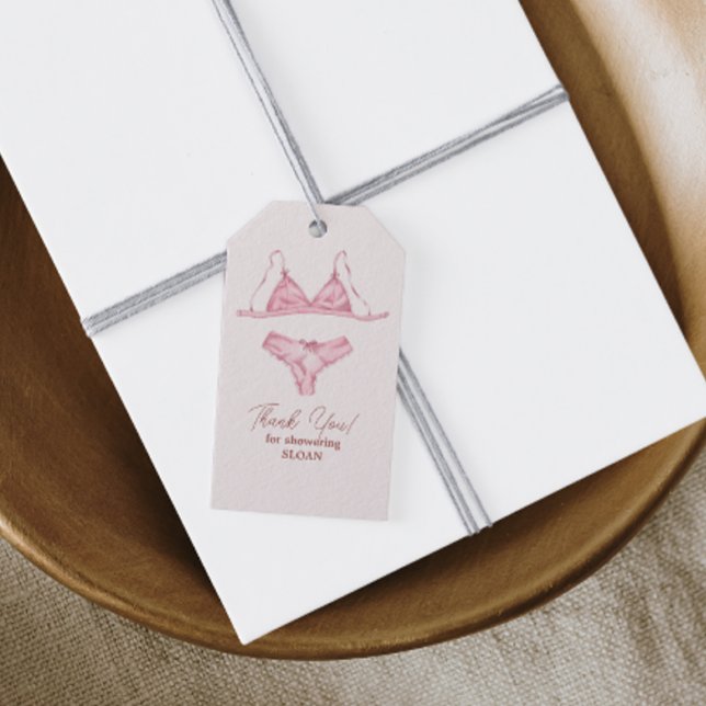 Étiquettes-cadeau Lingerie Blush Baby Shower de Mariée (Créateur téléchargé)