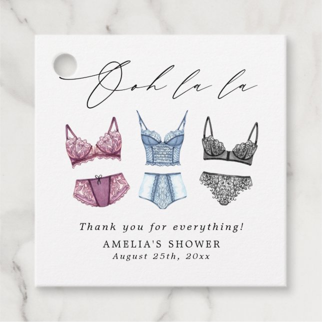 Étiquettes Cadeau Lingerie en Dentelle Française pour Enterrement de (Devant)