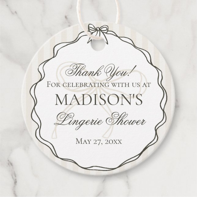 Étiquettes Cadeau Lingerie noire douche enterrement de vie de jeune  (Devant)