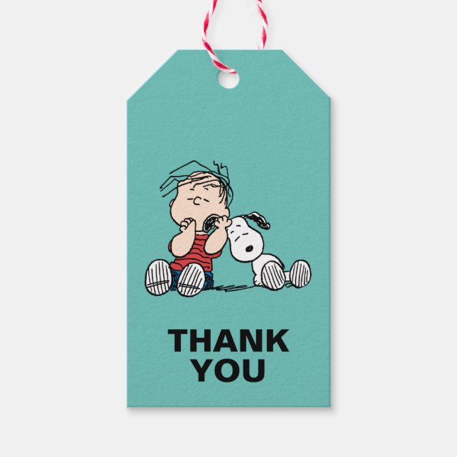 Étiquettes-cadeau Linus consolé avec l'oreille de Snoopy (Devant)