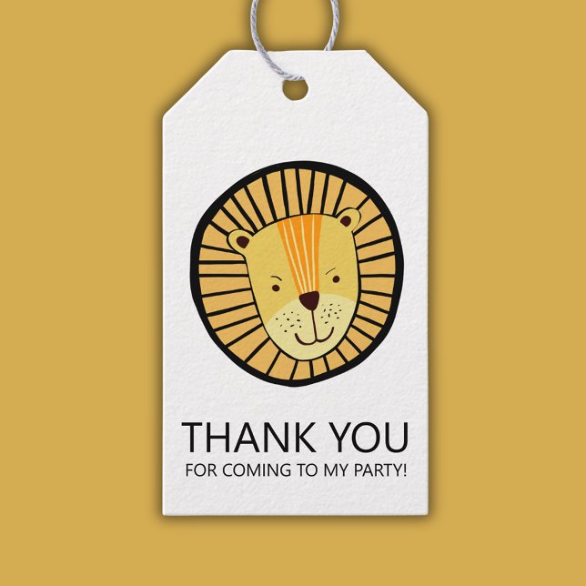 Étiquettes-cadeau Lion Boys Anniversday Party Merci (Wild One Lion First Birthday Thank You gift tag. Personalized kids party supplies & decor.)