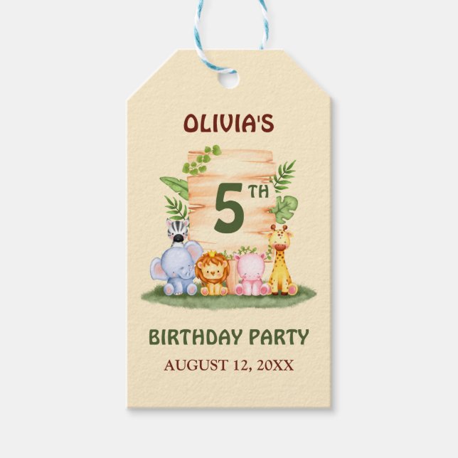Étiquettes-cadeau Lion de Savannah hippo zèbre éléphant (Devant)