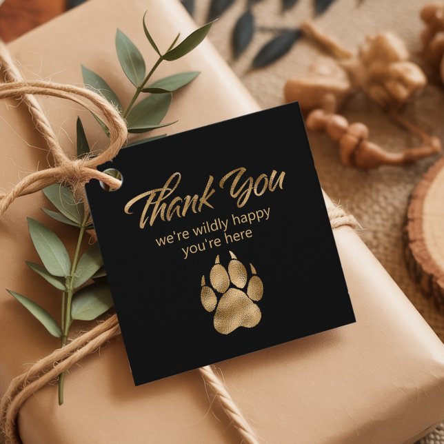 Étiquettes Cadeau Lion Pawprint Merci Black Gold ID1148 (Créateur téléchargé)