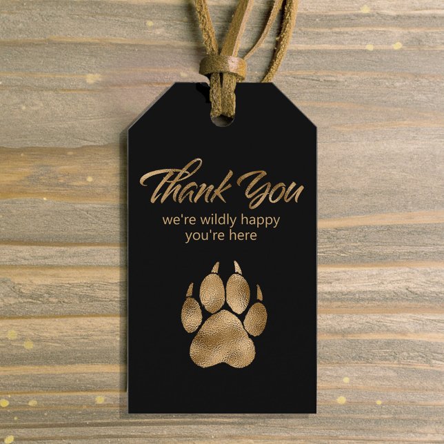 Étiquettes-cadeau Lion Pawprint Merci Black Gold ID1148 (Créateur téléchargé)