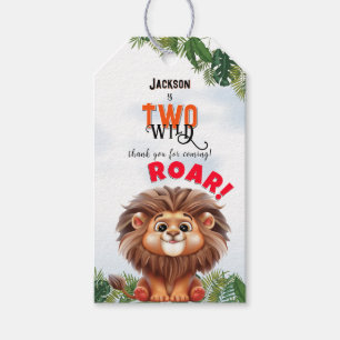 Étiquettes-cadeau Lion Safari deux Anniversaires de enfants sauvages