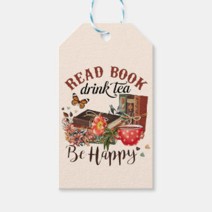 Étiquettes-cadeau Lire des livres, boire du thé et être heureux