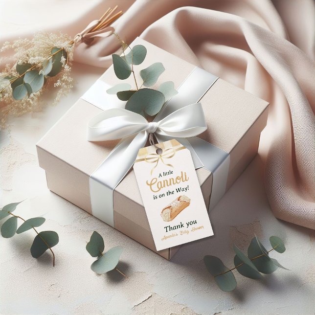 Étiquettes-cadeau Little Cannoli Neutral Beige Italian Baby Shower (Créateur téléchargé)