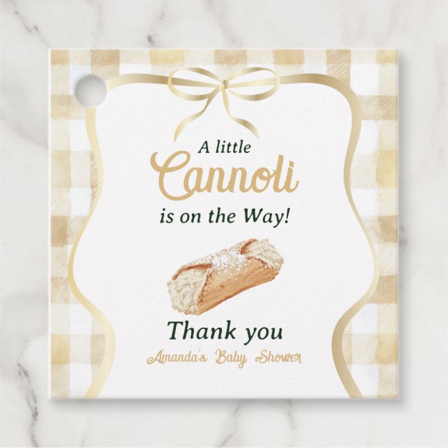 Étiquettes Cadeau Little Cannoli Neutral Beige Italian Baby Shower (Devant)