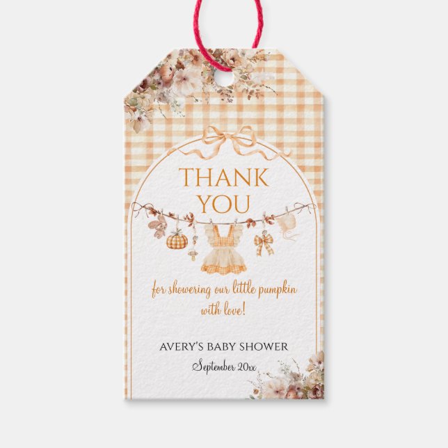 Étiquettes-cadeau Little Citrouille Floral Bow Fall Baby shower Book (Devant)