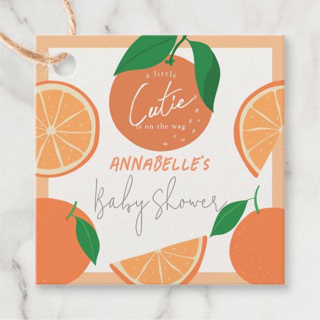 Étiquettes Cadeau Little Cutie Baby shower moderne orange (Devant)