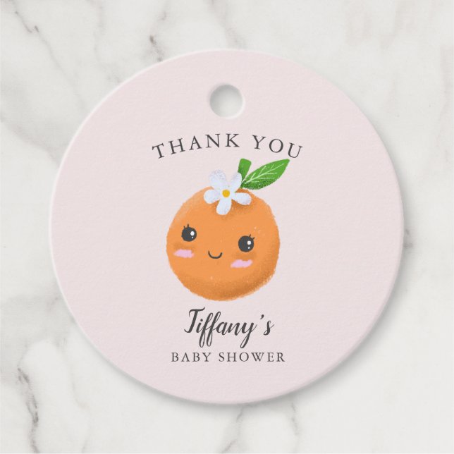 Étiquettes Cadeau Little Cutie Baby shower rose Clementine (Devant)