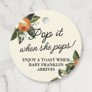 Étiquettes Cadeau Little Cutie Clementine POP IT Baby shower Champ