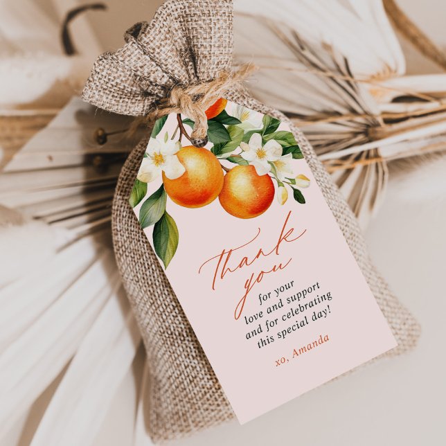 Étiquettes-cadeau Little Cutie Orange Clementine Baby shower Favoris (Créateur téléchargé)