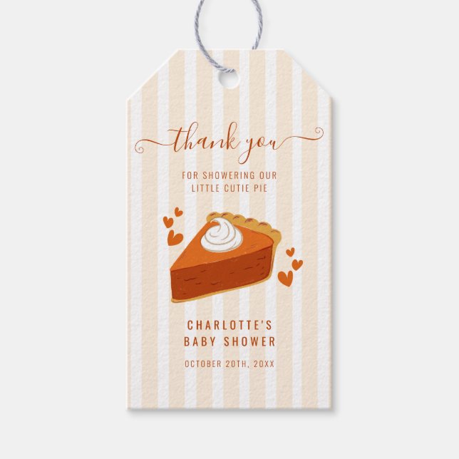 Étiquettes-cadeau Little Cutie Pie Stripes Baby Shower Merci (Devant)