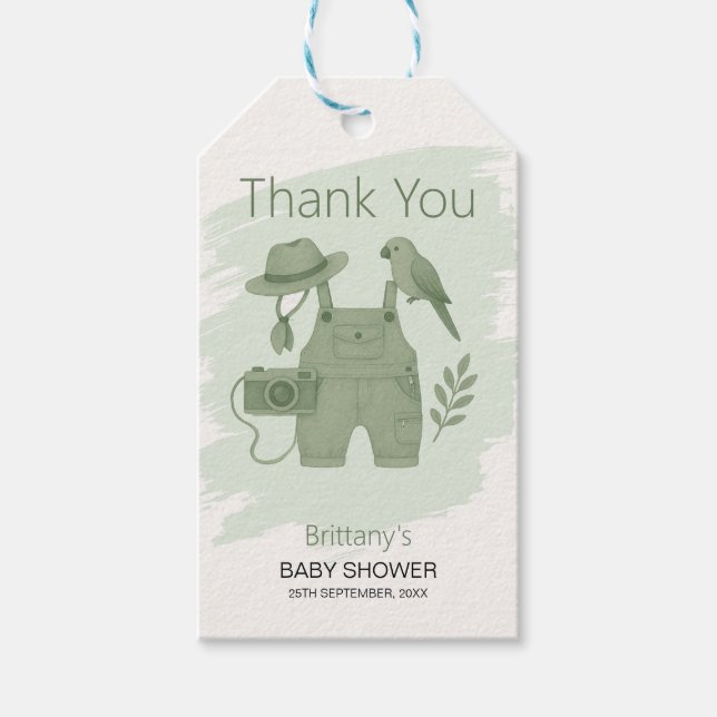 Étiquettes-cadeau Little Explorer Is On The Way Baby Shower (Devant)