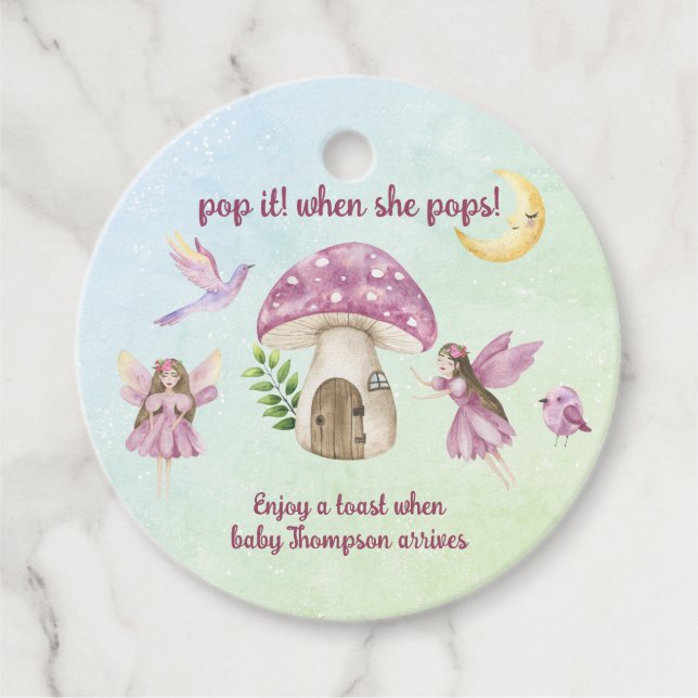 Étiquettes Cadeau Little Fairy Baby shower - Pop it when she pops! (Devant)