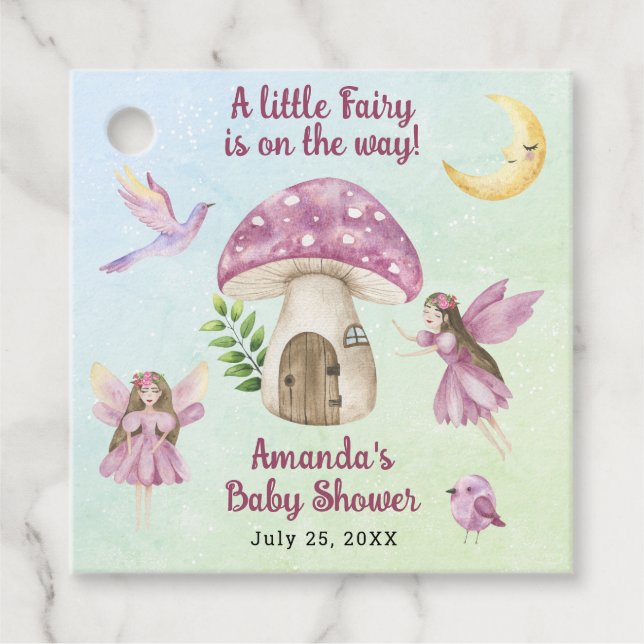 Étiquettes Cadeau Little Fairy is on the way Baby shower (Devant)