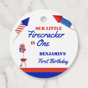 Étiquettes Cadeau Little Firecracker 1er anniversaire 4 juillet