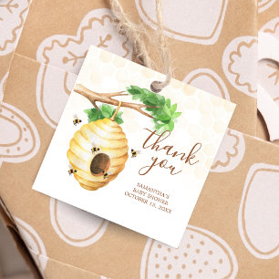 Étiquettes Cadeau Little Honey Bee Baby shower Carré
