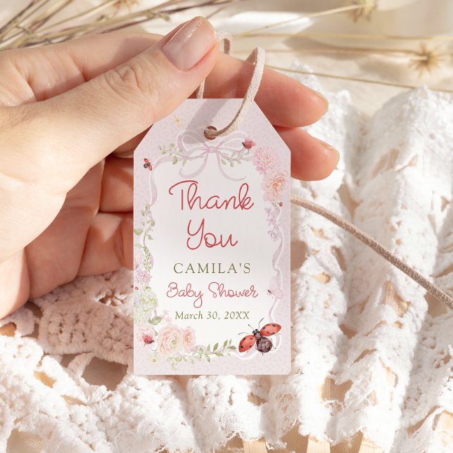Étiquettes-cadeau Little Love Bug Bloom Baby Shower Thank You (Créateur téléchargé)