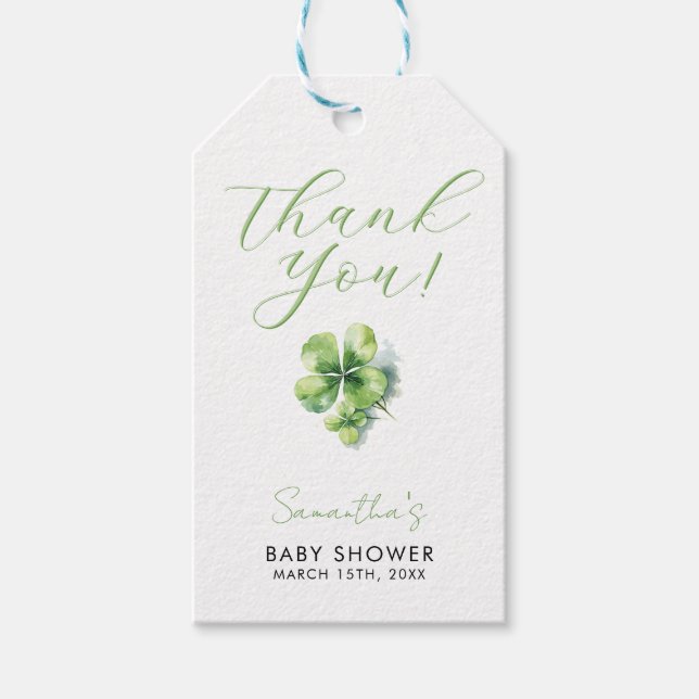 Étiquettes-cadeau Little Lucky Charm est en chemin Baby shower (Devant)